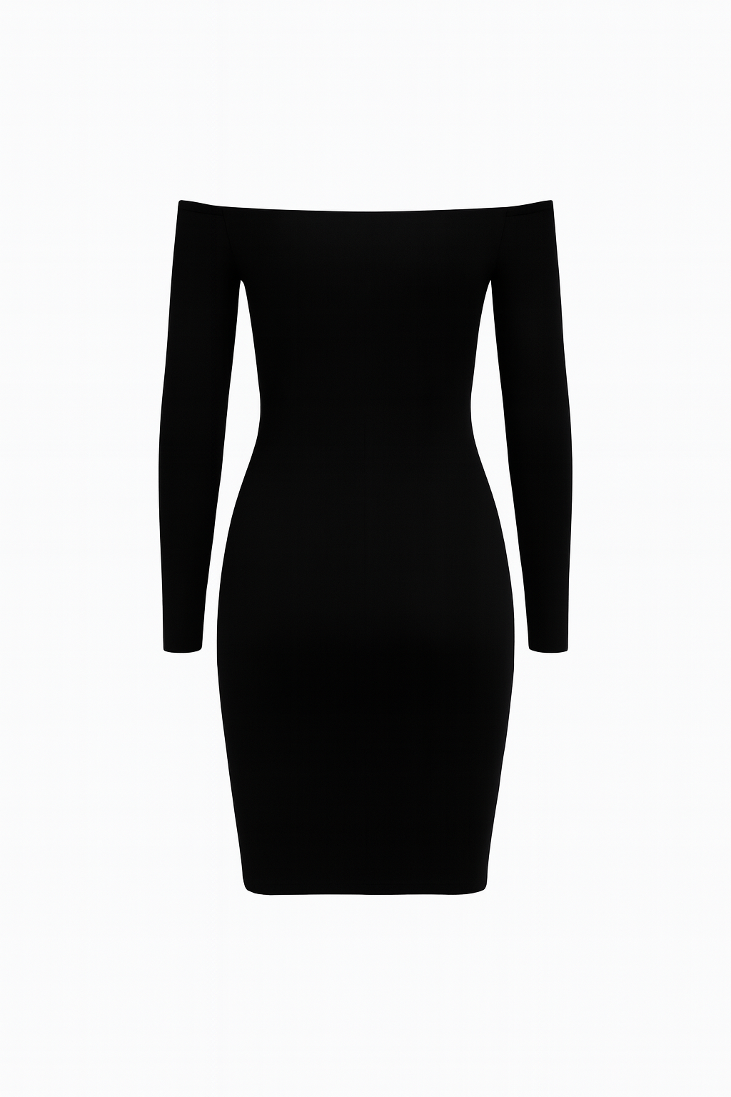 Black Off-Shoulder Ruched Dress