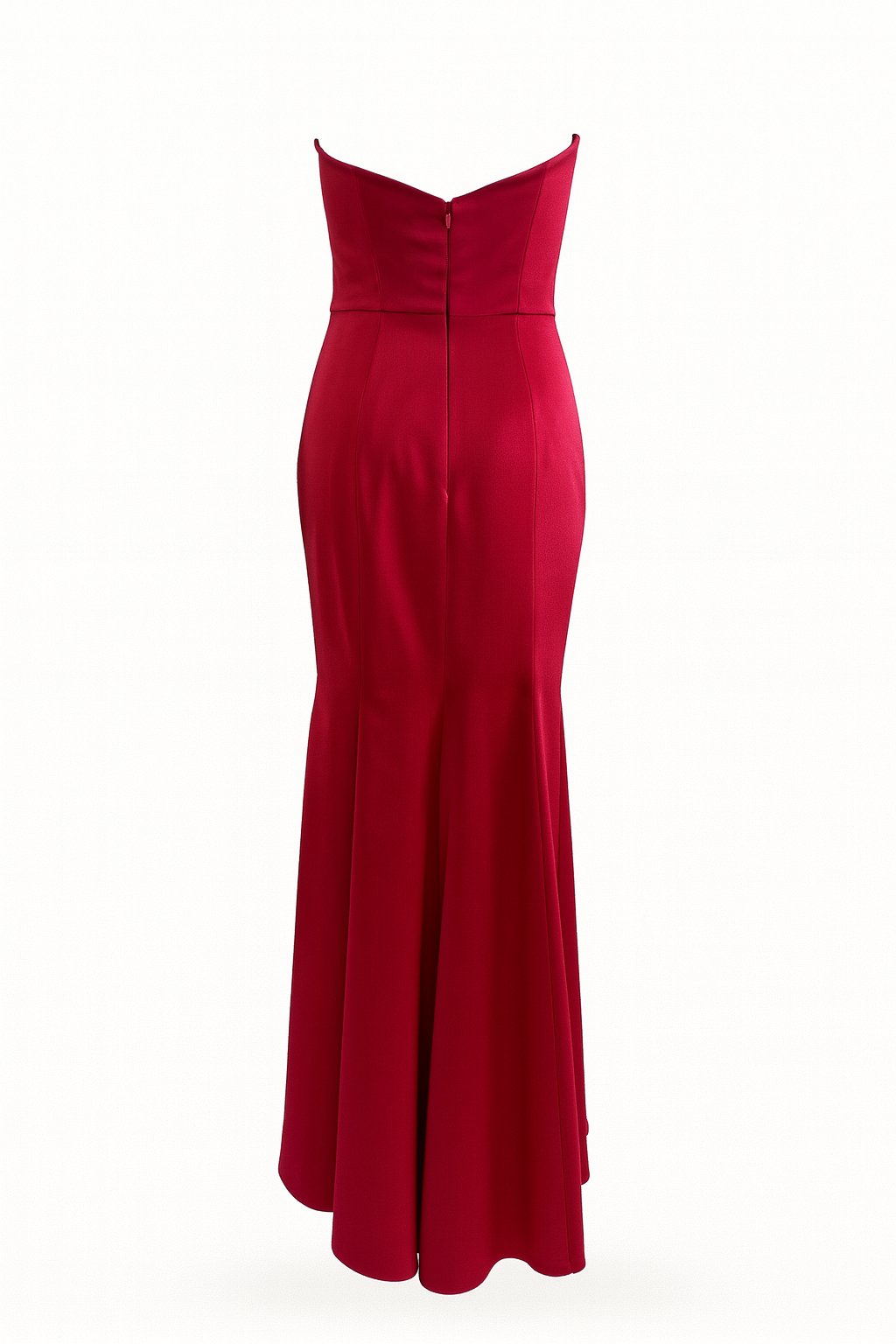 Red Strapless Satin Dress