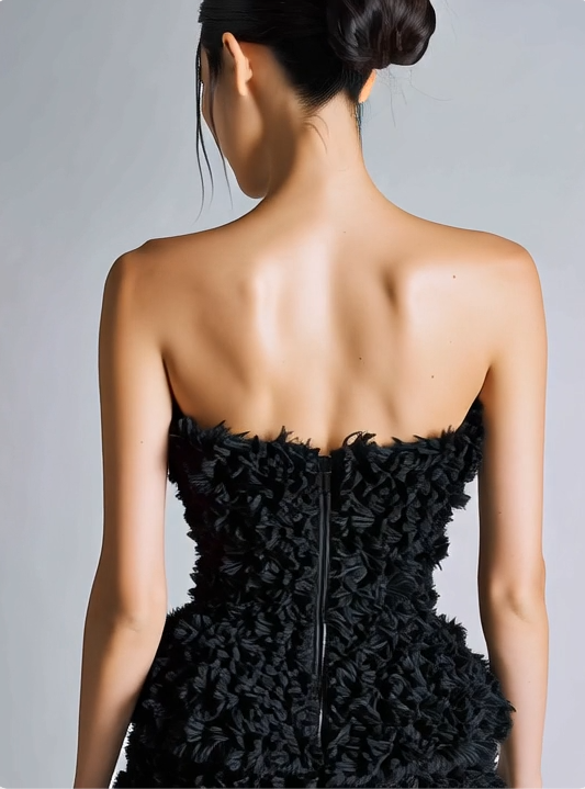 Black Faux Fur Mini Dress