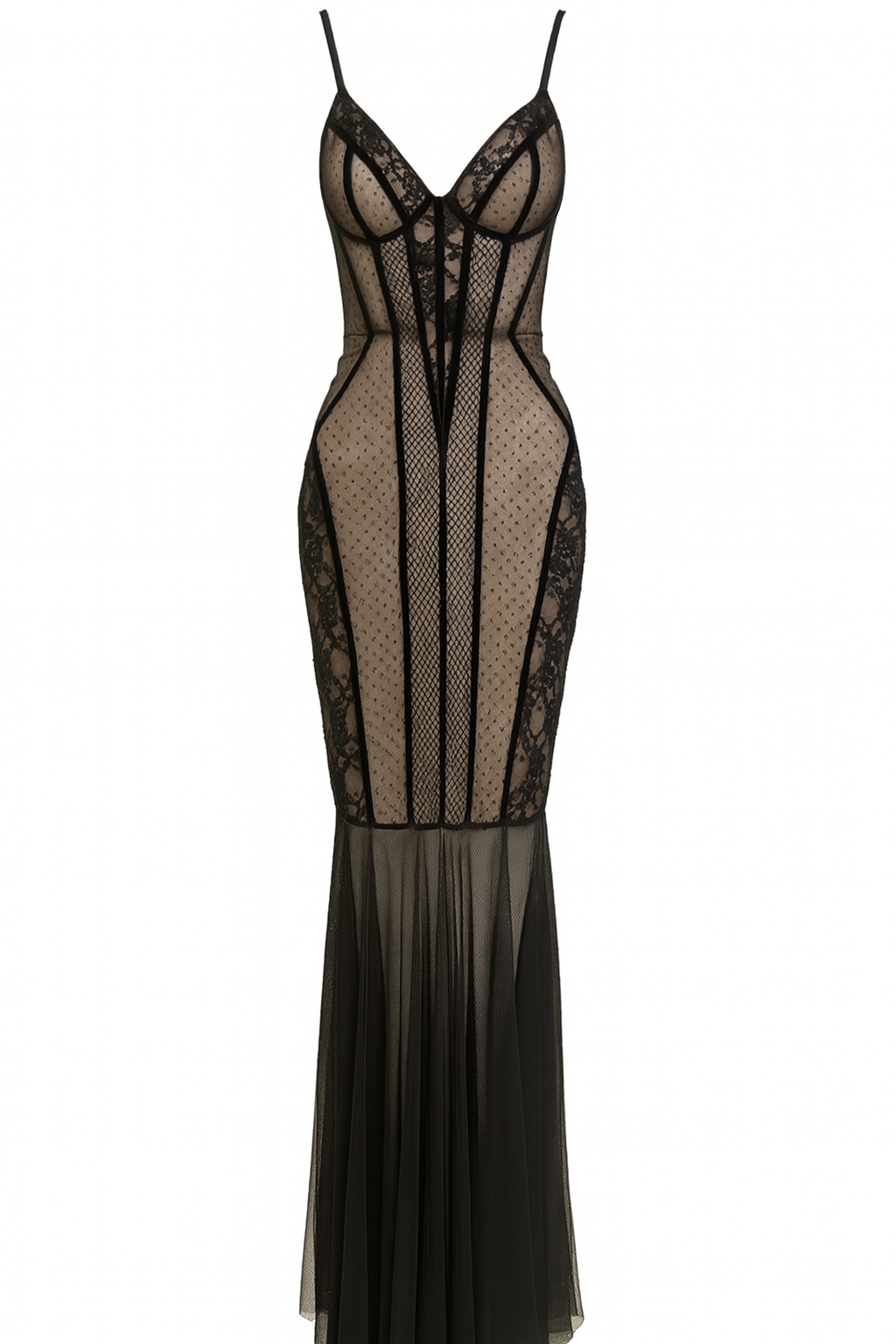 Black Sheer Lace Corset Dress
