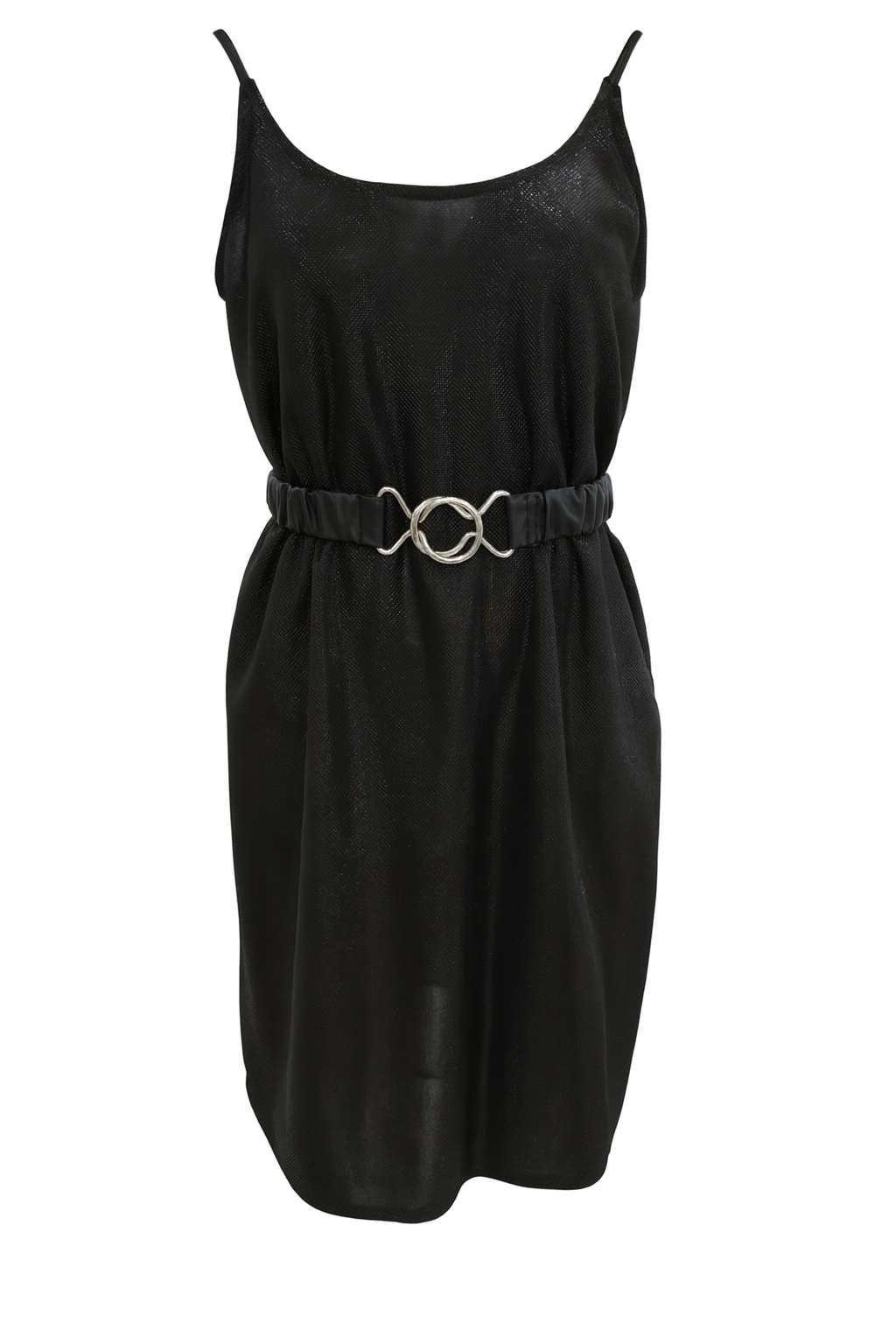 Black Slip Dress with Belt