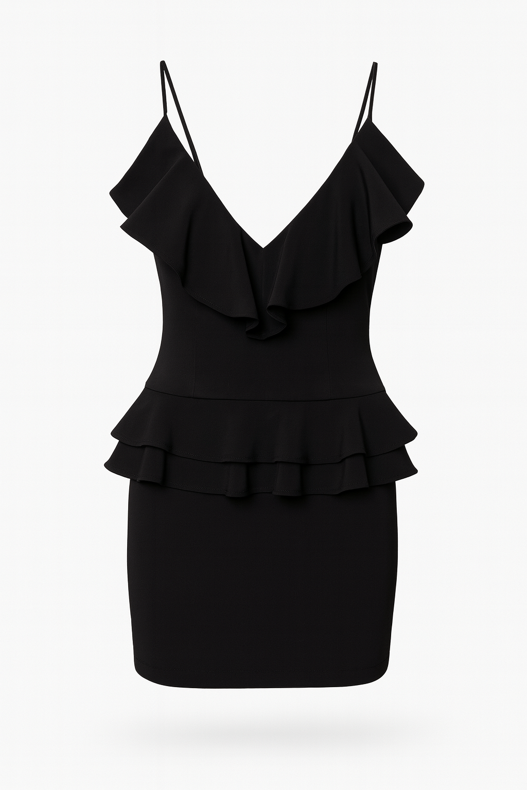 Black Ruffled Mini Dress