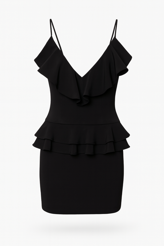 Black Ruffled Mini Dress