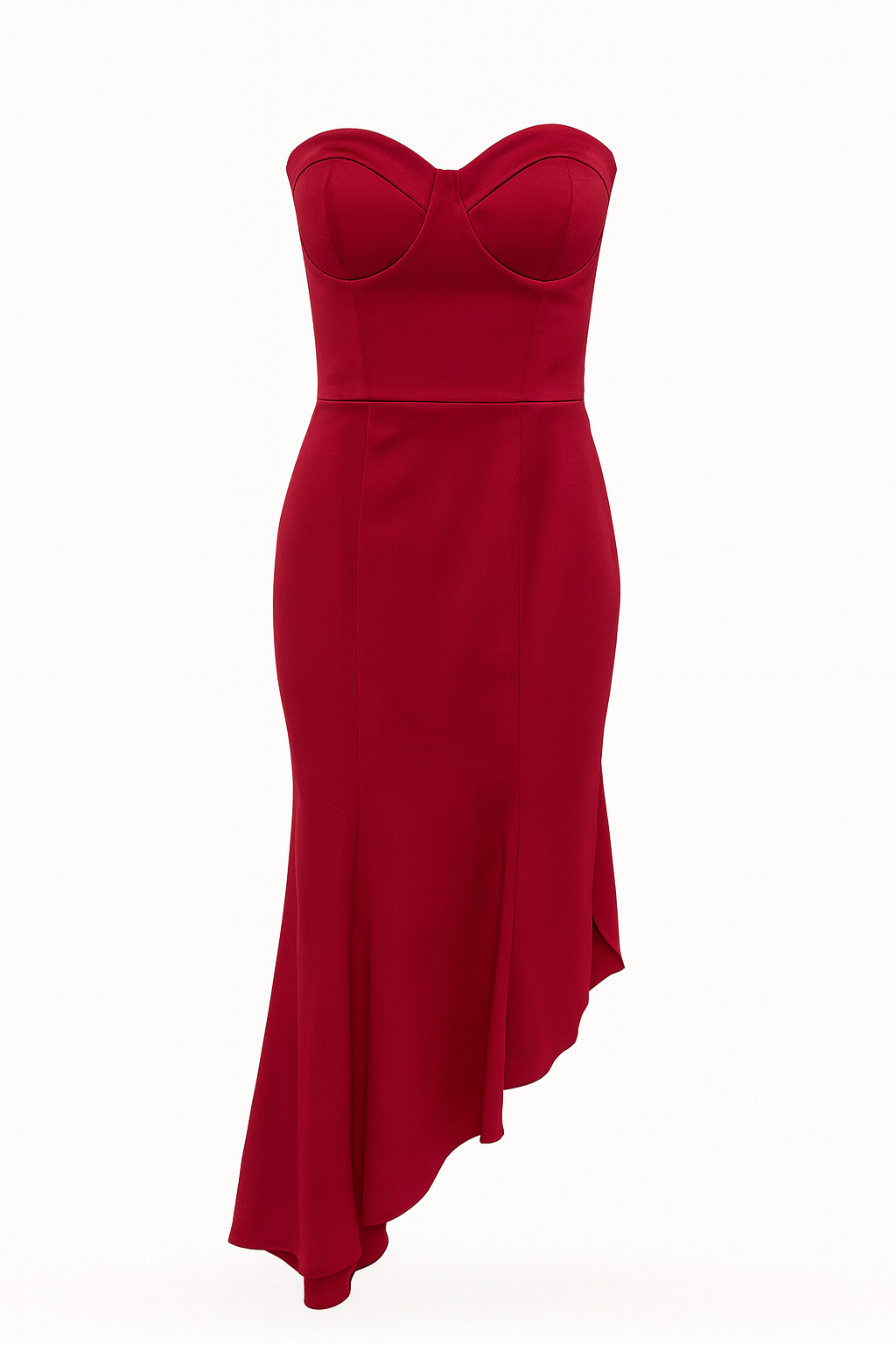 Red Strapless Satin Dress