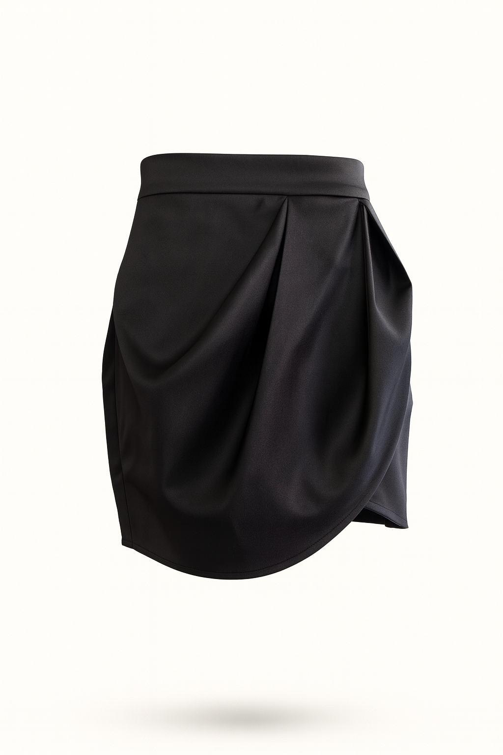 Black Draped Mini Skirt