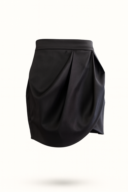 Black Draped Mini Skirt