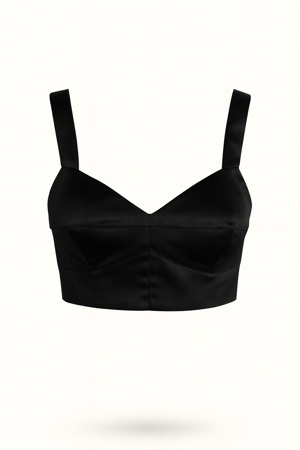Black Satin Crop Top