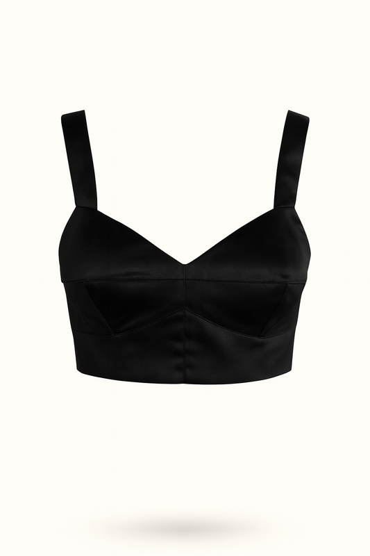 Black Satin Crop Top